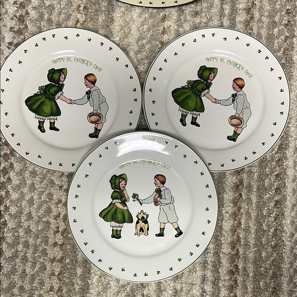 3 Rosanna "Happy St Patrick's Day!" Ireland Dessert Appetizer Plates Dishes 8" - Picture 2 of 8